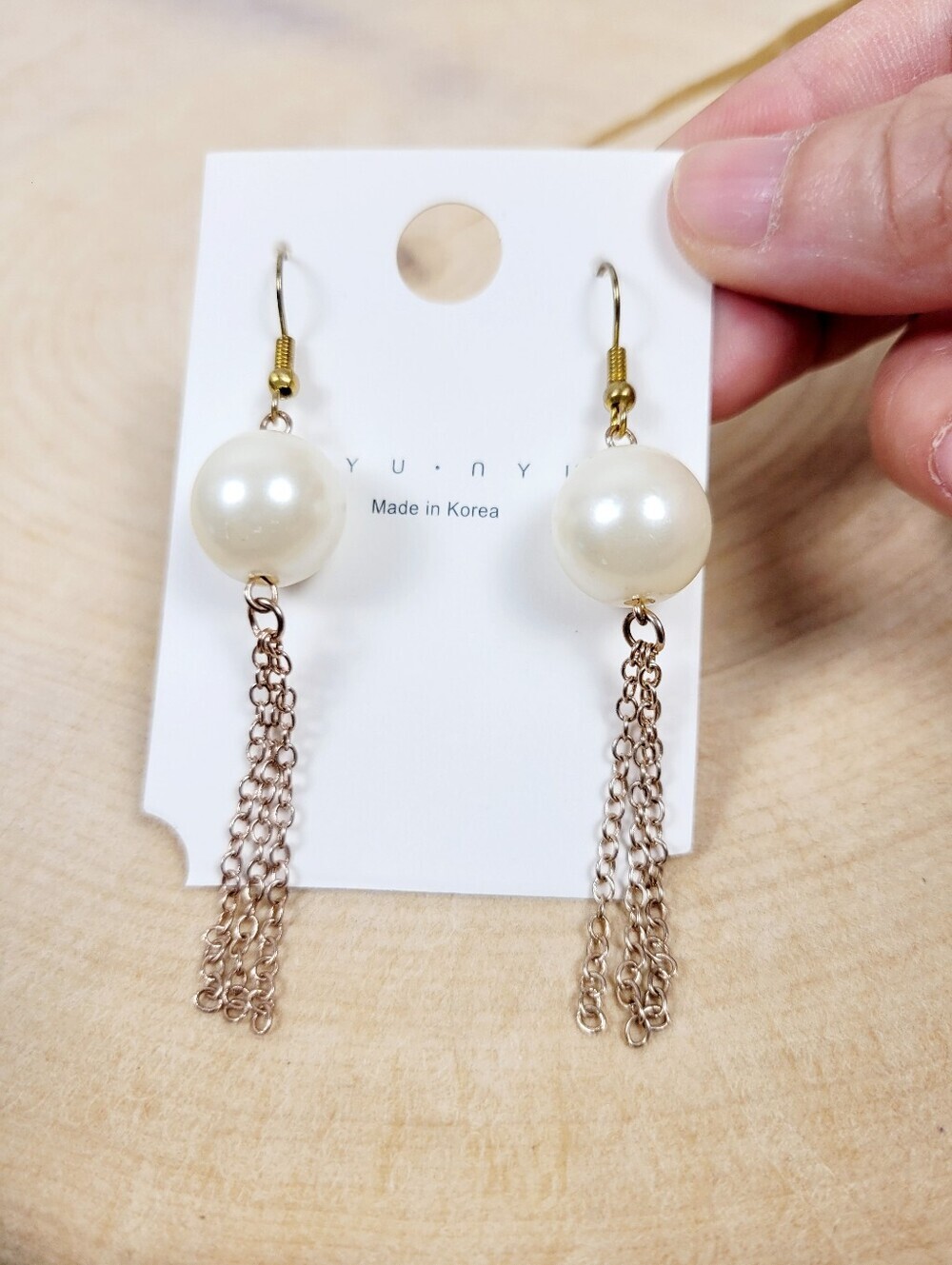Brand New Gold Tone Pearl Tassel Dangle Earrings
